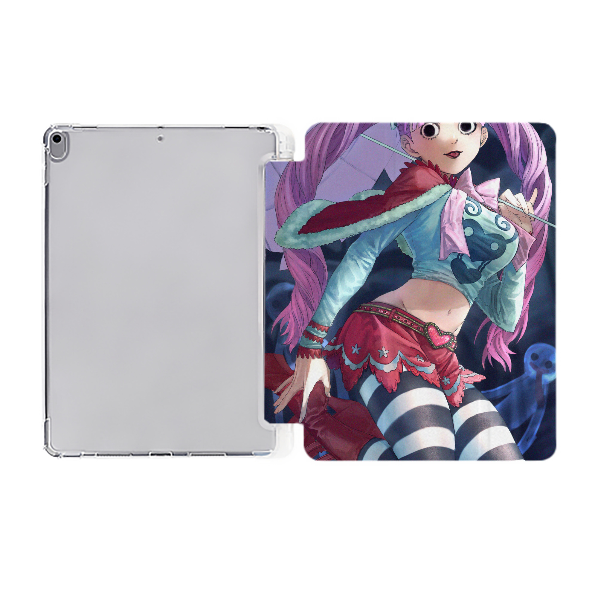 （画像用） ワンピース ONE PIECE IPad ケース ペン収納付き 三つ折りスタンド PUレザー×シリコン 対応機種9.5/10.5/10.9インチ